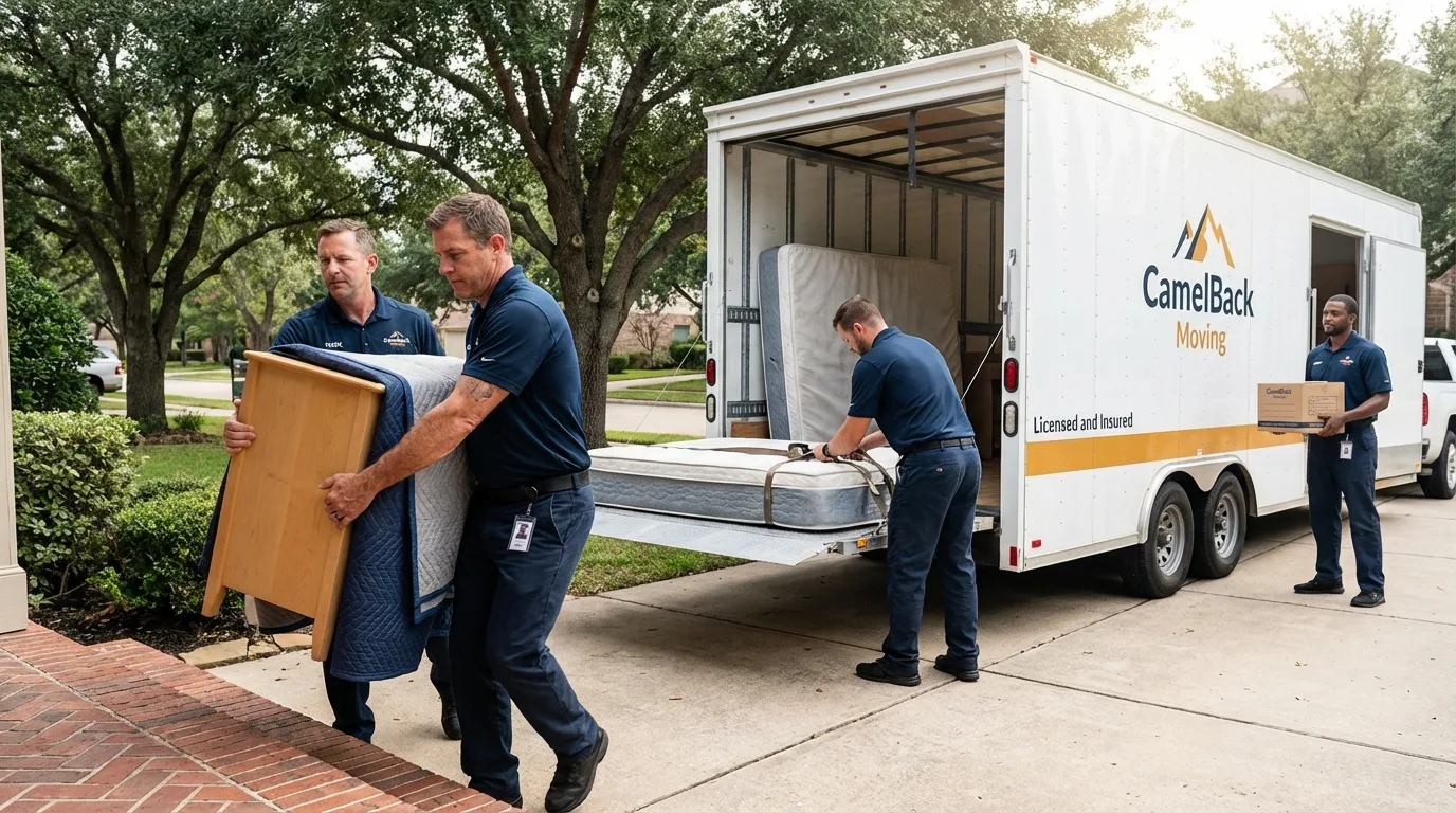 Crew loading residential truck for cross-state move from Naranjito, PR