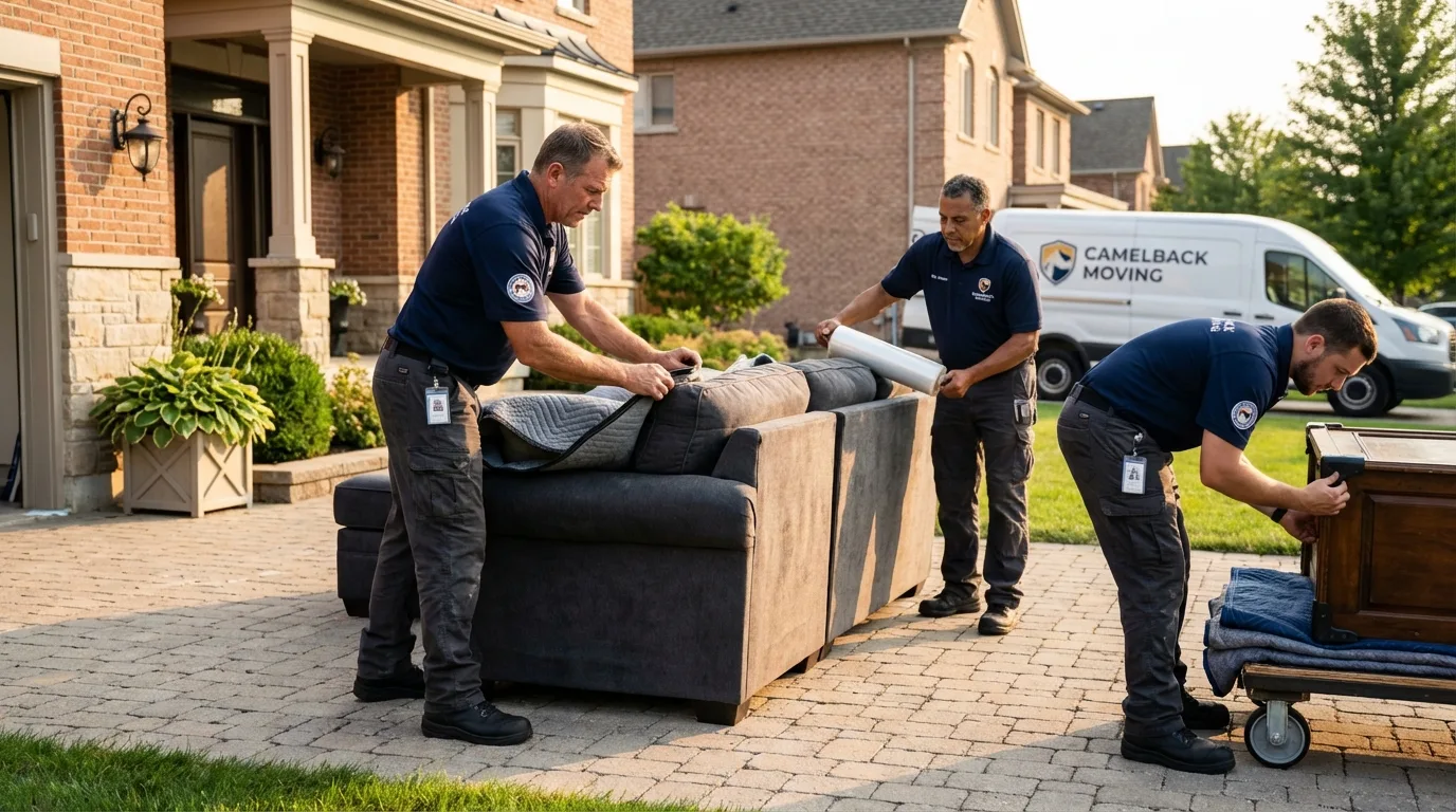 Large estate moving crew wrapping furniture in Naranjito, PR